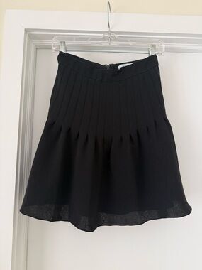 Reiss Black Pleated A-Line Skirt